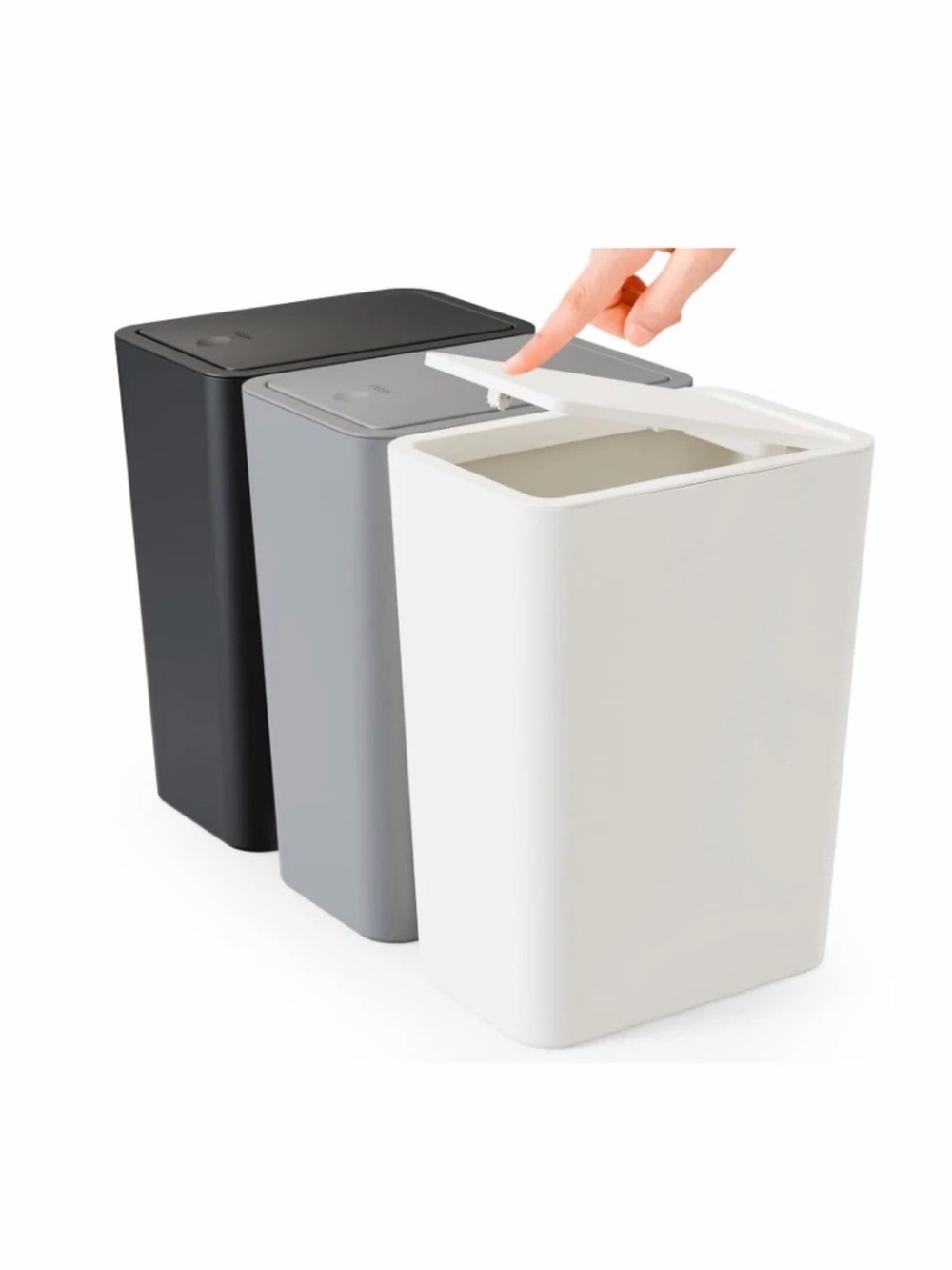 White, Gray, Black 3pack 10Liters/2.6 Gallon Slim Trash Bin🗑️With Pop-Up Lid
